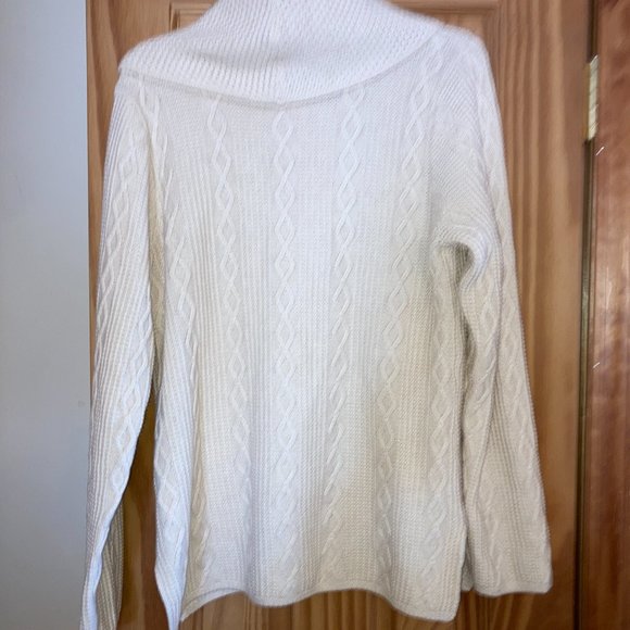 NWOT Jeanne Pierre Large women's cream knit cowl neck sweater - Picture 3 of 3